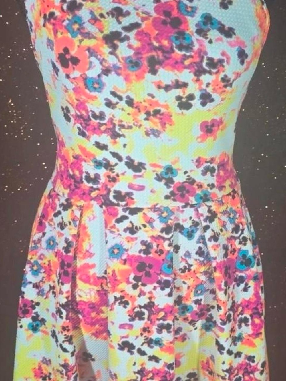 Floral Neon Fit-and-Flare Dress - Multicolor